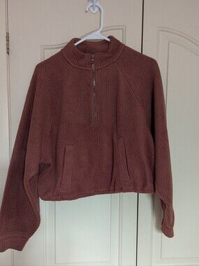 Old Navy Mauve Brown Half-Zip Sherpa Pullover